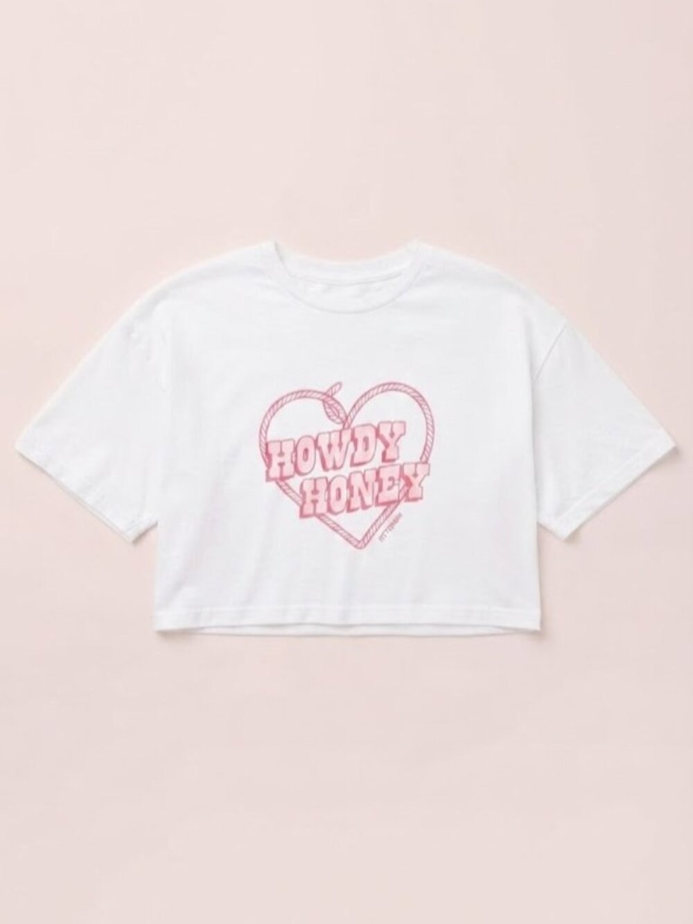 White Crop Top with Pink 'Howdy Honey' Graphic
